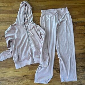 Pink Velour Tracksuit Set